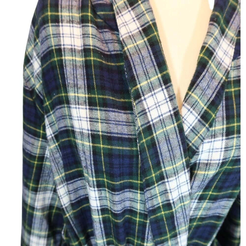 LL BEAN Scotch Tartan Plaid Flannel Cotton Full Length Bath Robe Size S Cozy - Picture 4 of 8